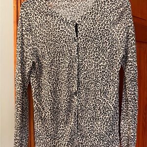 LOFT Black & Light Pink Printed button up cardigan